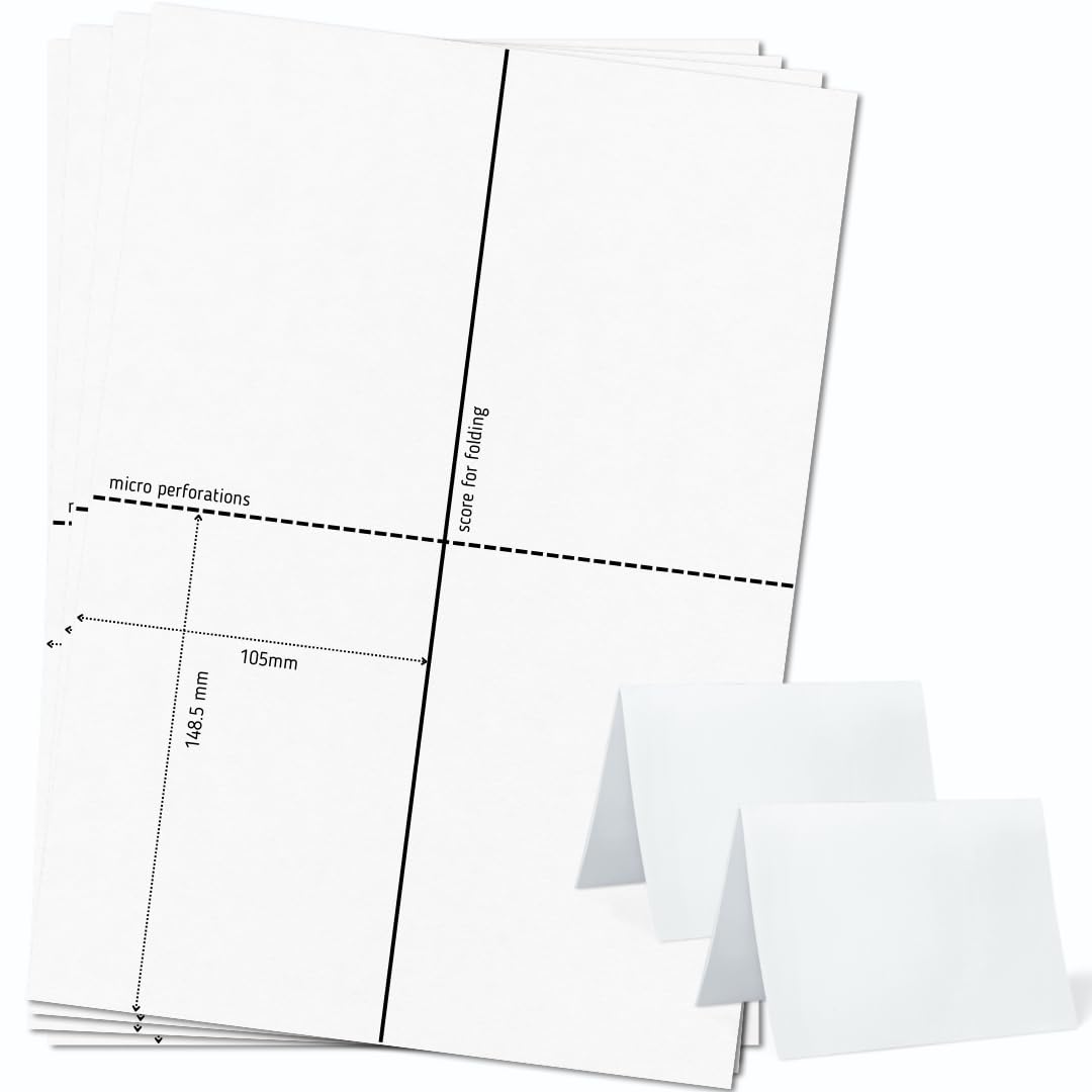 OfficeGear Large Tent Cards A6 Size 2-Up: 25 Sheets / 50 Cards with Free Template