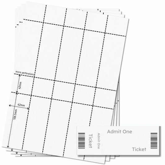 OfficeGear Event Tickets 10-Up: Perforated Printable Tickets and Stubs - 55 Sheets / 550 Tickets with Free Template