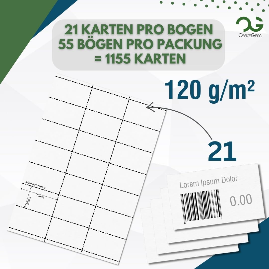 OfficeGear Barcode Price Label Cards 14-64 per A4 Sheet - White and Yellow