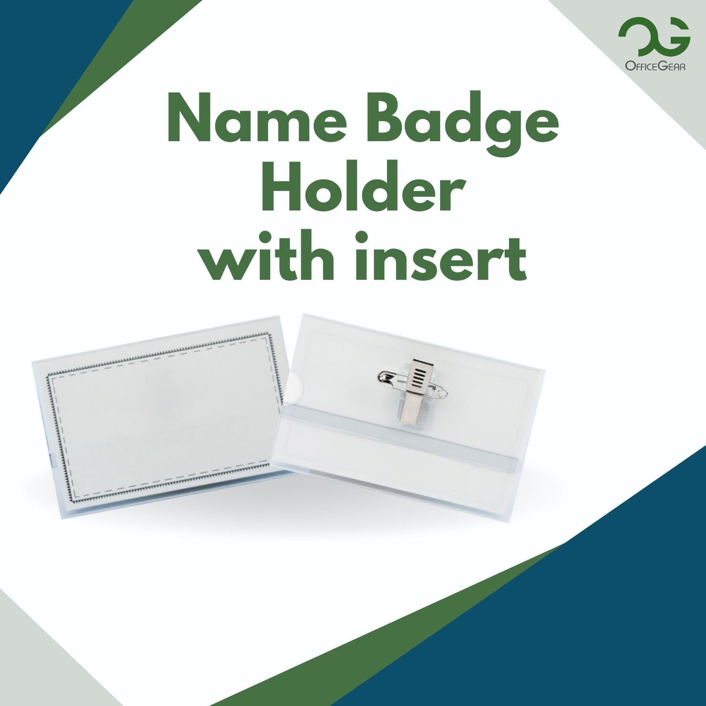 OfficeGear Name Badges (50 Pack) Name Badge Holders with Clip and Pin Includes Insert Reusable ID Tags for Conference Corporate Event Networking School Meeting – 90mm x 54mm Lombardi Smith