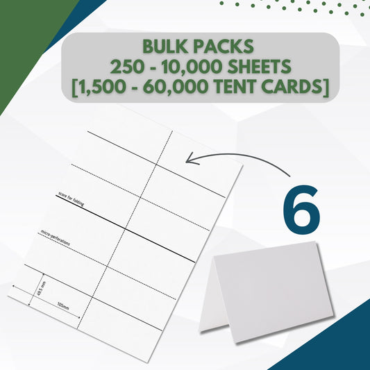OfficeGear Tent Cards 6-Up: [BULK PACKS] Perforated Printable Tent Cards - Free Template