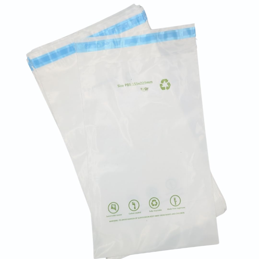 OfficeGear Eco Mailing Bag Small [25 pack - 155x229mm / 6x9"] - Durable Tough White 50 Micron Sustainable Environmentally Friendly Sugar Cane Packaging Fully Recyclable