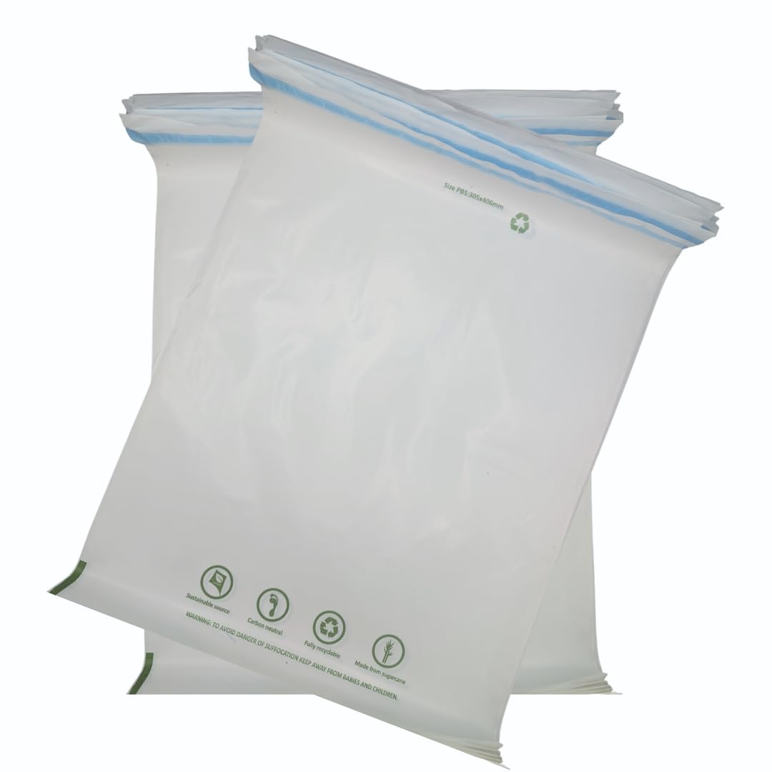 OfficeGear Eco Mailing Bag Extra Large [50 pack - 305x406mm / 12x15.5"] - Durable Tough White 50 Micron Sustainable Environmentally Friendly Sugar Cane Packaging Fully Recyclable