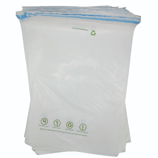 OfficeGear Eco Mailing Bag Large [25 Pack - 250x350mm / 9.5x13.5] - Durable Tough White 50 Micron Sustainable Environmentally Friendly Sugar Cane Packaging Fully Recyclable