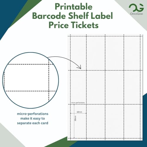 OfficeGear Barcode Price Label Cards 14-64 per A4 Sheet - White and Yellow