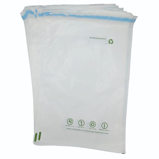 OfficeGear Eco Mailing Bag Medium [25 pack - 225x318mm / 8.5x12.5"] - Durable Tough White 50 Micron Sustainable Environmentally Friendly Sugar Cane Packaging Fully Recyclable