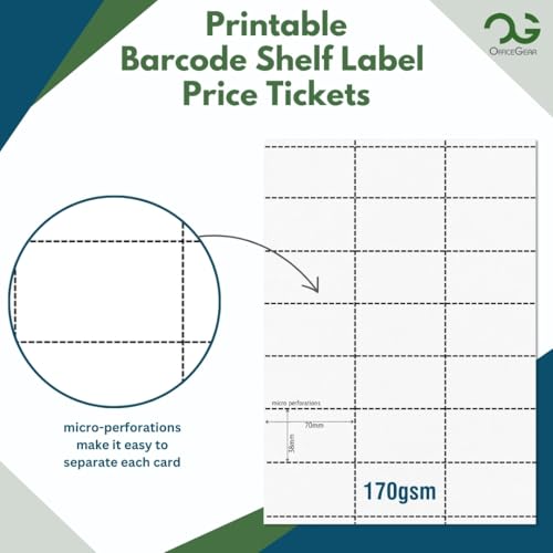 OfficeGear Barcode Price Label Cards 14-64 per A4 Sheet - White and Yellow
