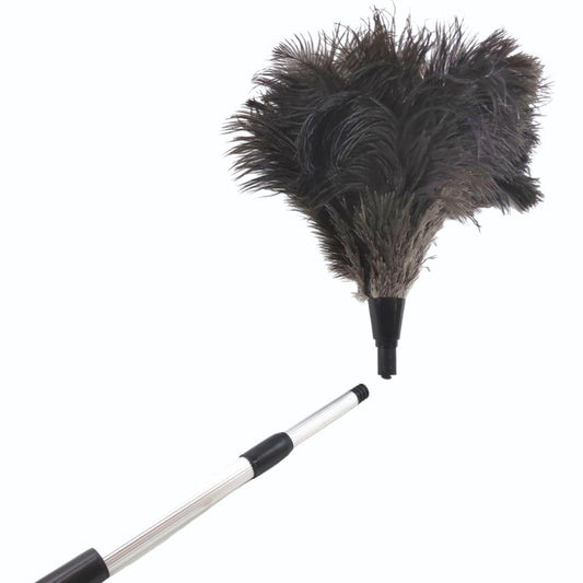 OfficeGear Extendable Telescopic Genuine Ostrich Feather Duster Large - Cleaning Lights, Doorways, Skirting, Cupboards, Ceilings