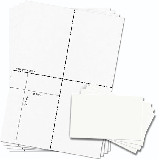 OfficeGear A6 Cards 4-Up: Perforated Printable Cards - 30 Sheets / 120 Cards with Free Template