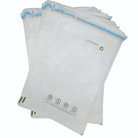 OfficeGear Eco Mailing Bag Medium [50 pack - 225x318mm / 8.5x12.5"] - Durable Tough White 50 Micron Sustainable Environmentally Friendly Sugar Cane Packaging Fully Recyclable