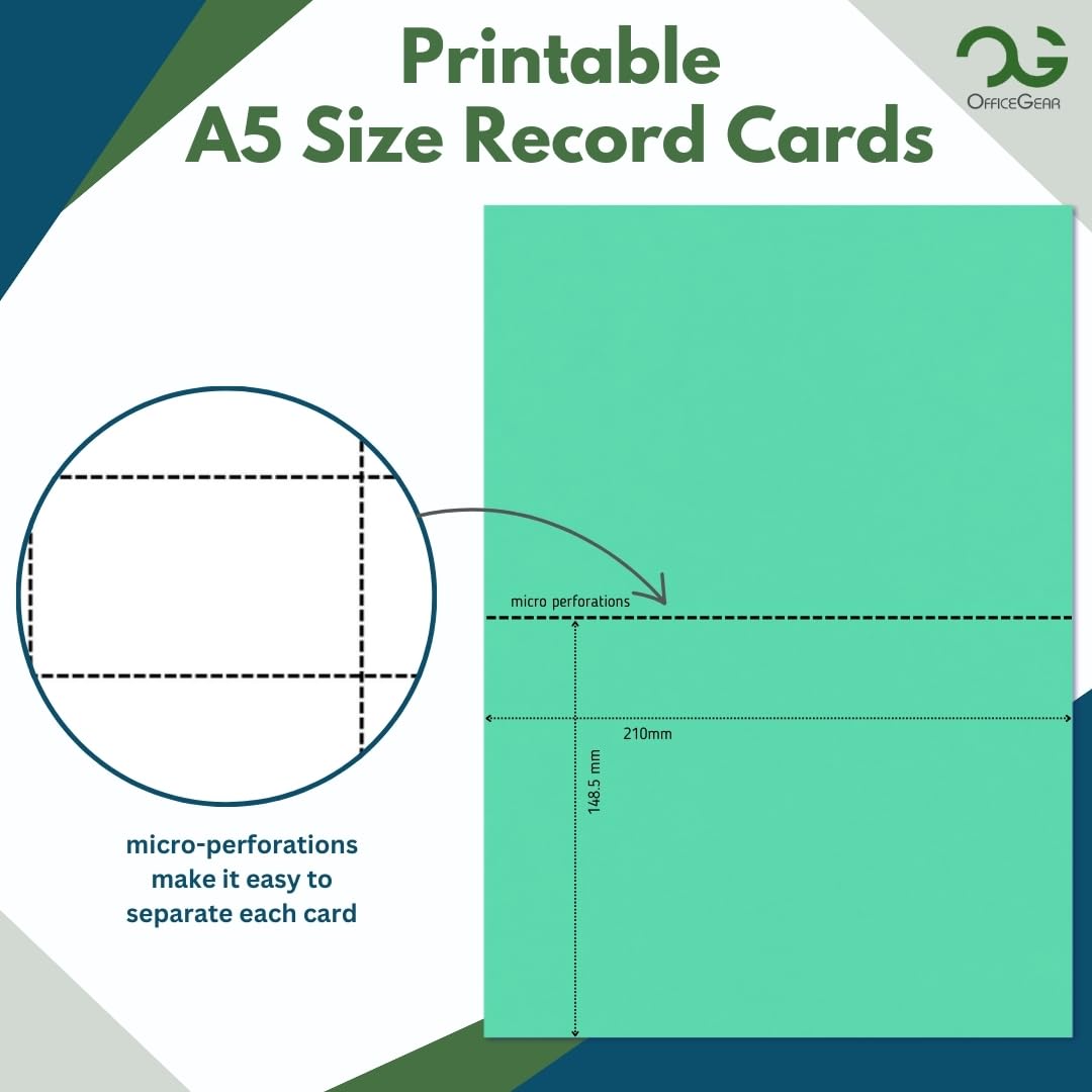 OfficeGear Green A5 Flyers 2-up [55 Sheets - 110 Flyers] Perforated Printable Cards for Flyers Invitations Menus Save The Date - 210x148mm Yellow A4 120GSM Card Free Downloadable Design Template