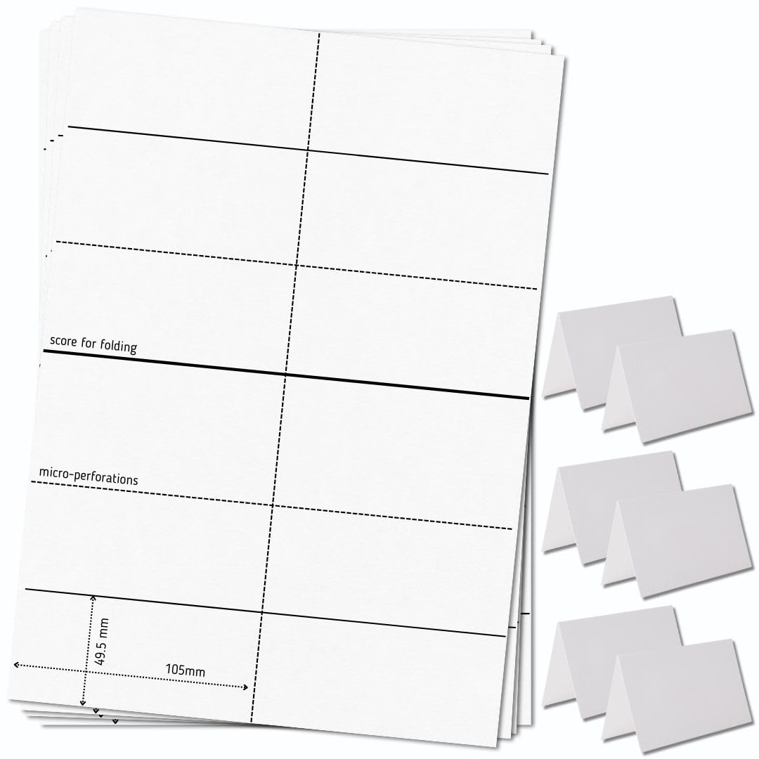 OfficeGear Tent Cards 6-Up: Perforated Printable Tent Cards – 55 Sheets / 330 Cards with Free Template