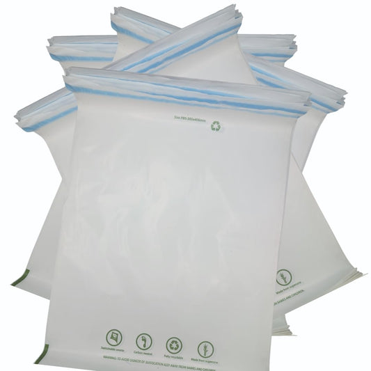 OfficeGear Eco Mailing Bag Extra Large [100 pack - 305x406mm / 12x15.5"] - Durable Tough White 50 Micron Sustainable Environmentally Friendly Sugar Cane Packaging Fully Recyclable