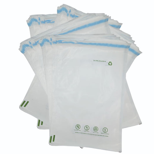 OfficeGear Eco Mailing Bag Medium [100 Pack - 225x318mm / 8.5x12.5] - Durable Tough White 50 Micron Sustainable Environmentally Friendly Sugar Cane Packaging Fully Recyclable