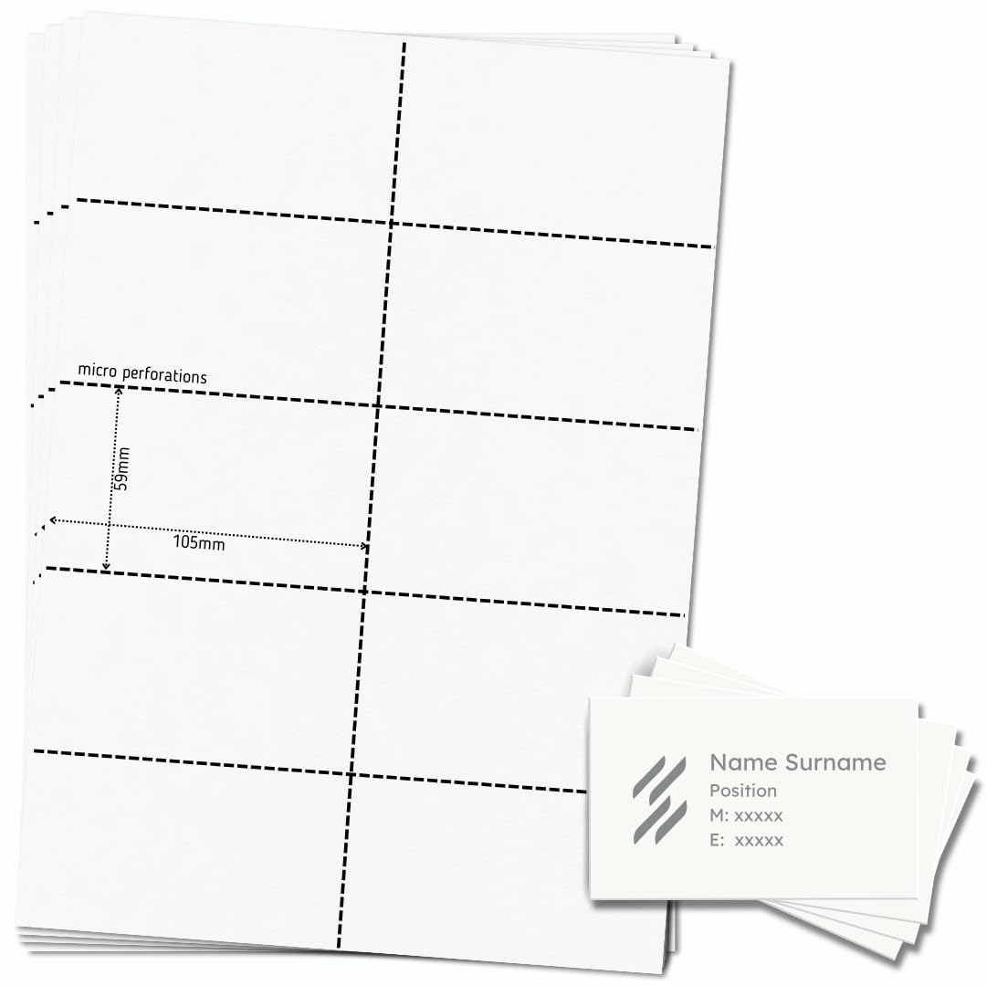 OfficeGear Business Cards 10-Up: Perforated Printable Cards - 55 Sheets / 550 Cards with Free Template