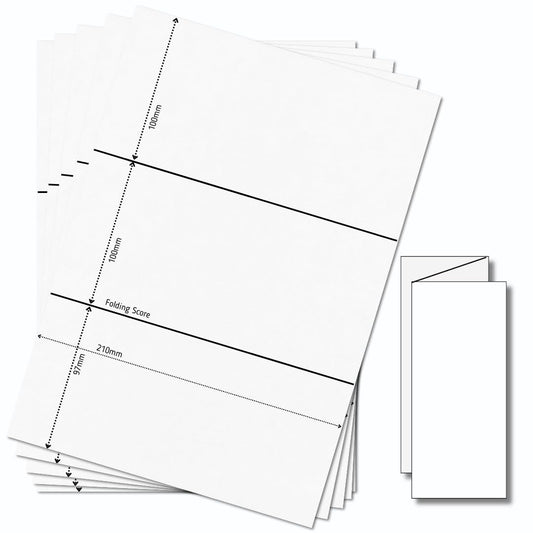 OfficeGear ZFold Trifold Menu Flyer Cards 1-up [25 Sheets - 25 Cards] Perforated Printable A4 150gsm 3-Part Folding Cards for Restaurant Menus, Brochures incl Downloadable Design Template