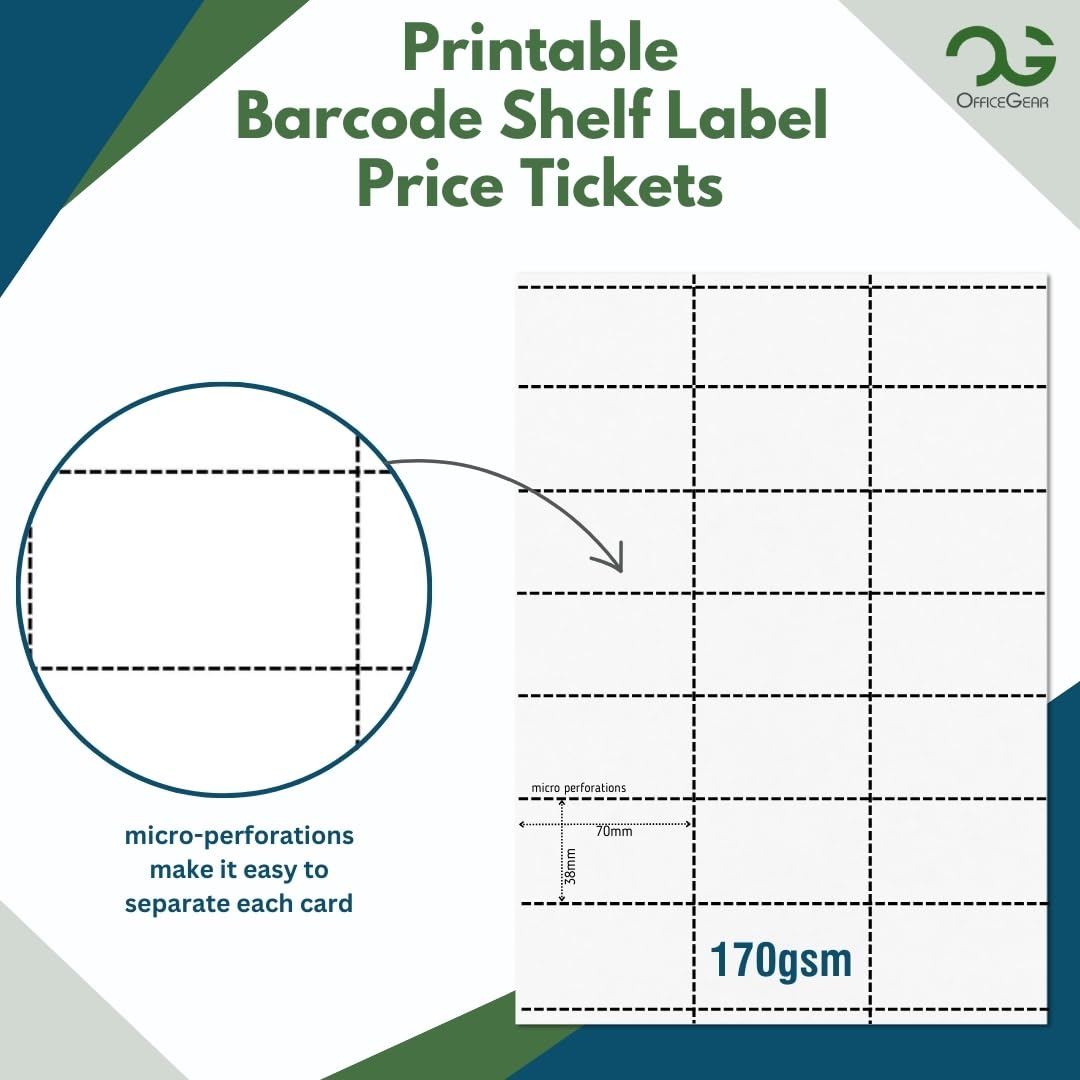OfficeGear Barcode Price Label Cards 14-64 per A4 Sheet - White and Yellow