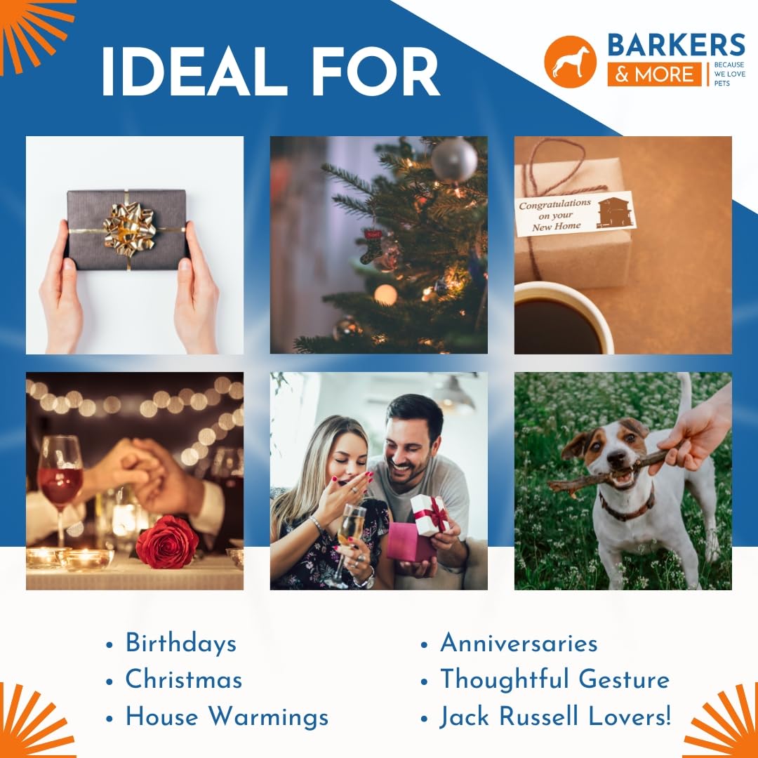 Barkers & More Art Deco Terrier Coasters 6 Different Designs Incl Gift Box Idea for Jack Russell Dog Lovers Suitable for Christmas Birthday Mothers Fathers Day Thank You Gesture