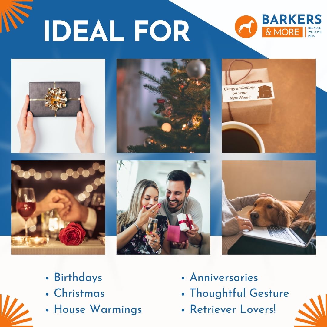 Barkers & More Art Deco Golden Retriever Coasters 6 Different Designs Incl Gift Box Idea for Retriever Dog Lovers Suitable for Christmas Birthday Mothers Fathers Day Thank You Gesture