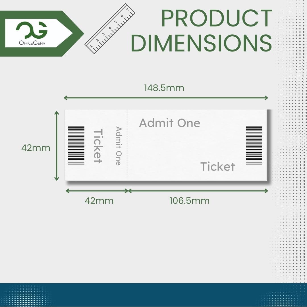 OfficeGear Event Tickets 10-Up: Perforated Printable Tickets and Stubs - 50 Sheets / 500 Tickets with Print Template