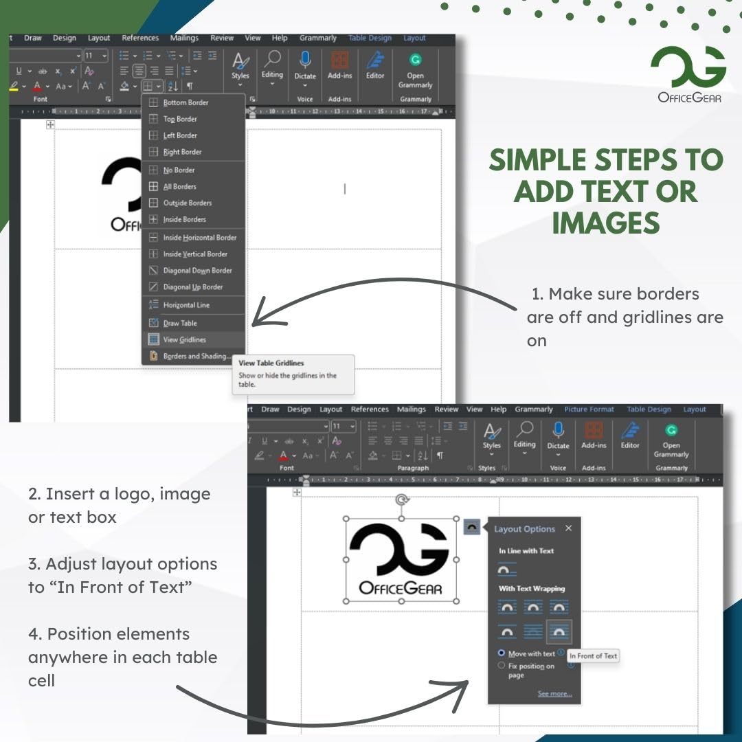 OfficeGear Tent Cards 6-Up: [BULK PACKS] Perforated Printable Tent Cards - Free Template