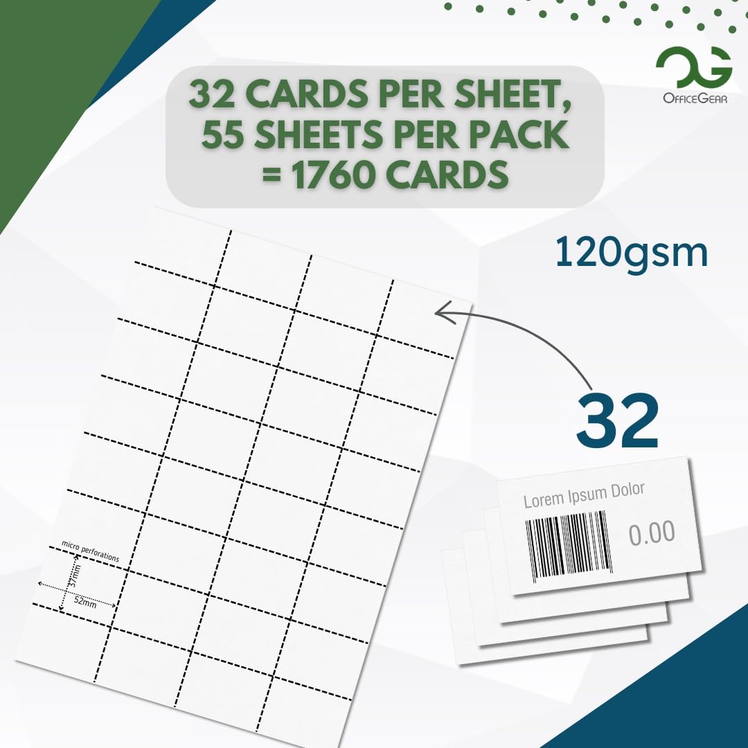 OfficeGear Barcode Price Label Cards 14-64 per A4 Sheet - White and Yellow