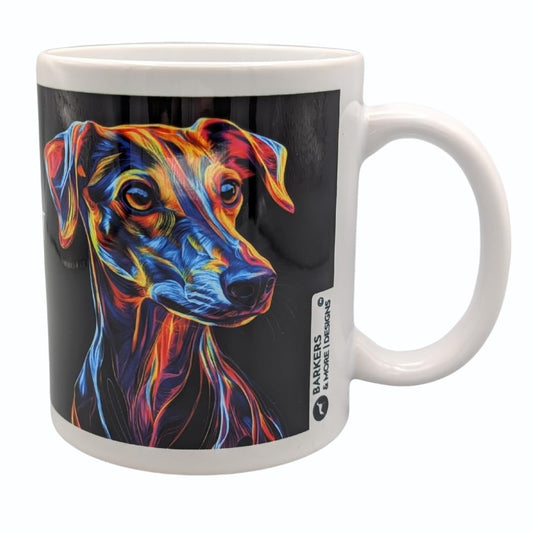 Barkers & More Whippet Lover Mug Neon Outline Unique Design - Gift Idea for Any Tea or Coffee Loving Whippet Dog Owner Suitable for Christmas, Birthday Mothers Fathers Day Thank You Gesture