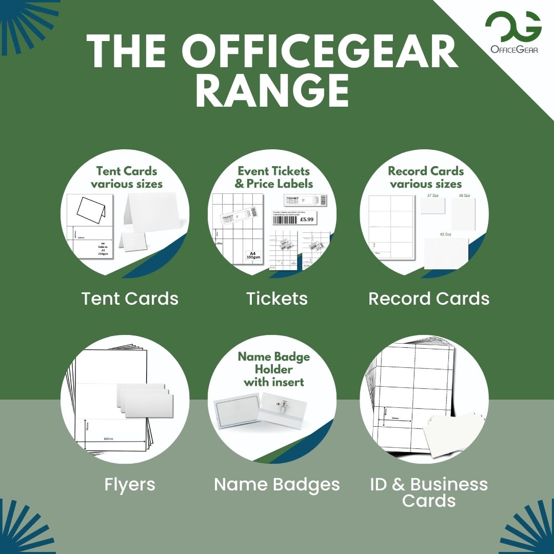 OfficeGear Business Cards 10-Up: Perforated Printable Cards - 25 Sheets / 250 Cards with Free Template