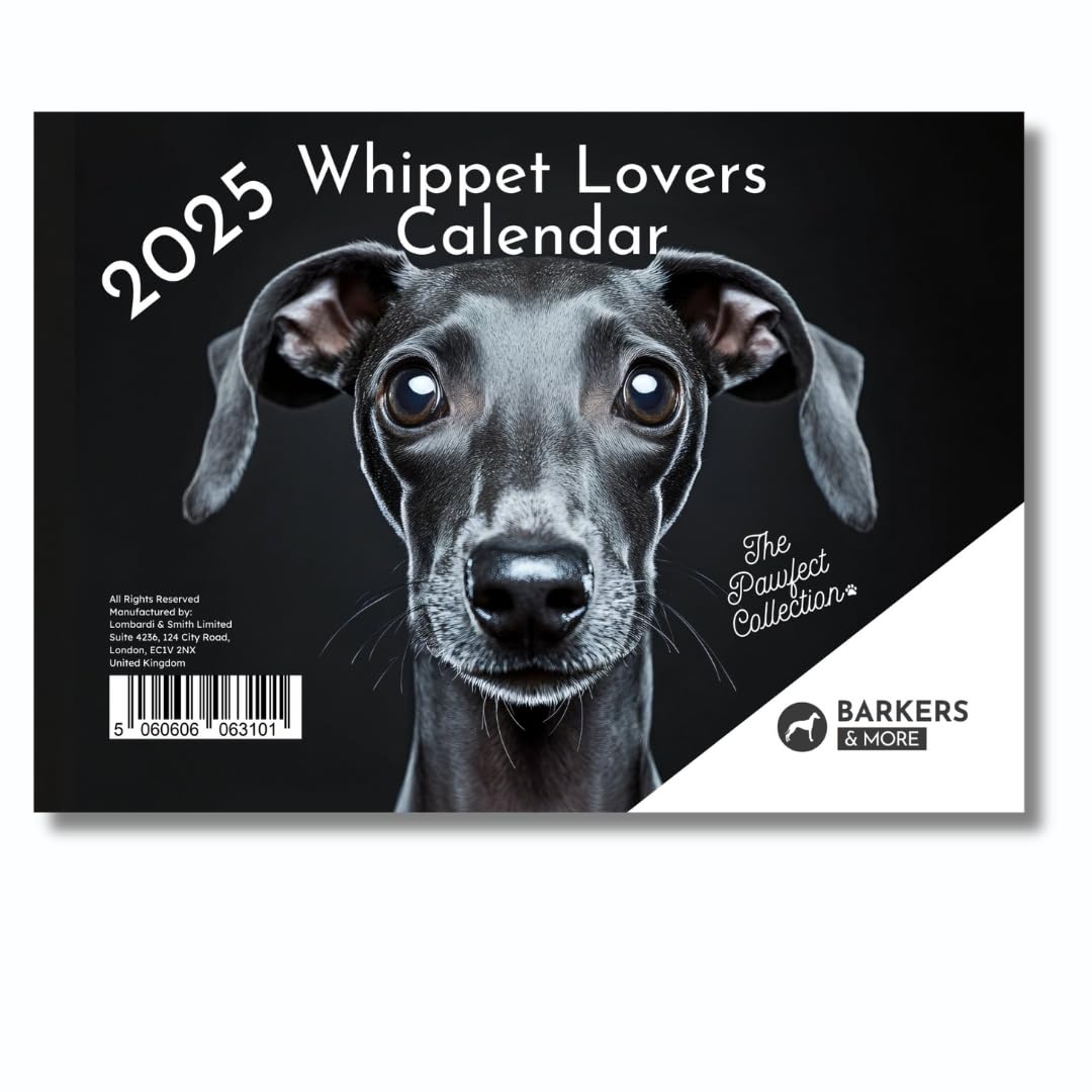 Barkers & More 2025 Whippet Lovers Calendar [A3 Size when open] 14 Month up to February 2026 plus full 2026 planner, including notes section and holidays