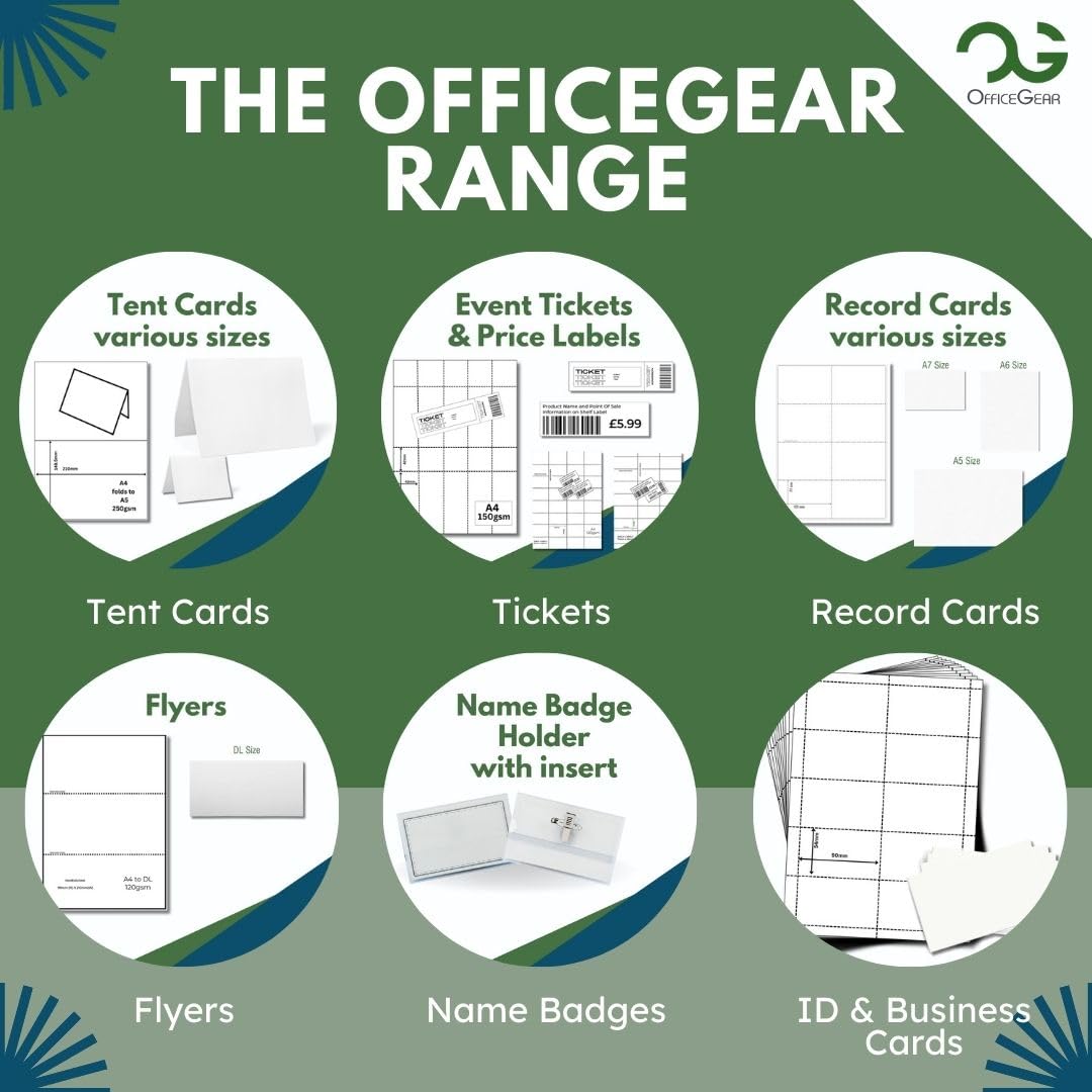 OfficeGear Extra Large Tent Cards: 50 Sheets / 50 Cards with Free Template