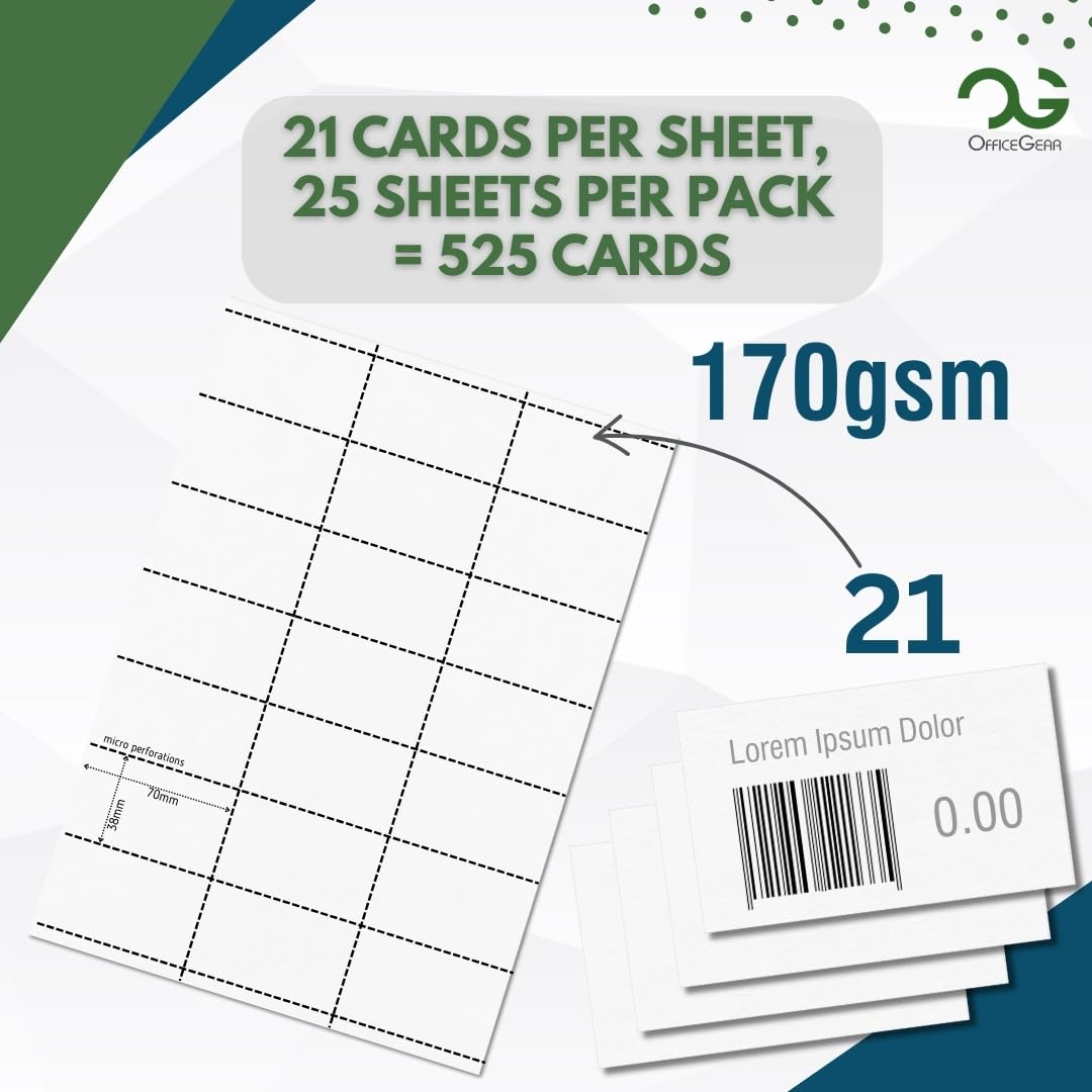 OfficeGear Barcode Price Label Cards 14-64 per A4 Sheet - White and Yellow