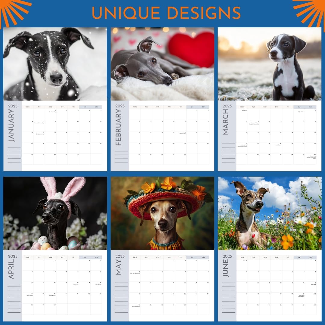 Barkers & More 2025 Whippet Lovers Calendar [A3 Size when open] 14 Month up to February 2026 plus full 2026 planner, including notes section and holidays