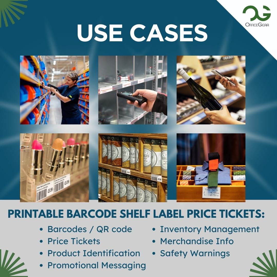 OfficeGear Yellow Shelf Edge Labels [525 Pack] 38x70mm Printable A4 Card 21 Perforated Labels/Sheet for Retail Barcodes, Price Stickers, Point of Sale, Product Info, Shelf Promotions Incl Template