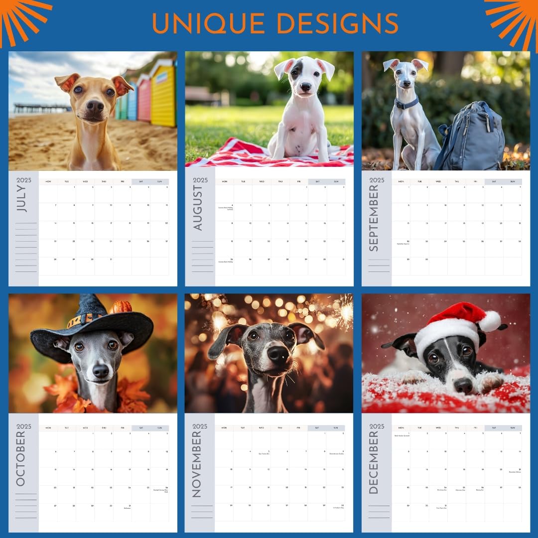 Barkers & More 2025 Whippet Lovers Calendar [A3 Size when open] 14 Month up to February 2026 plus full 2026 planner, including notes section and holidays