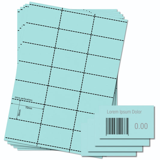 OfficeGear Shelf Labels 21-Up: Blue Perforated Printable Labels - 25 Sheets / 525 Labels with Free Template
