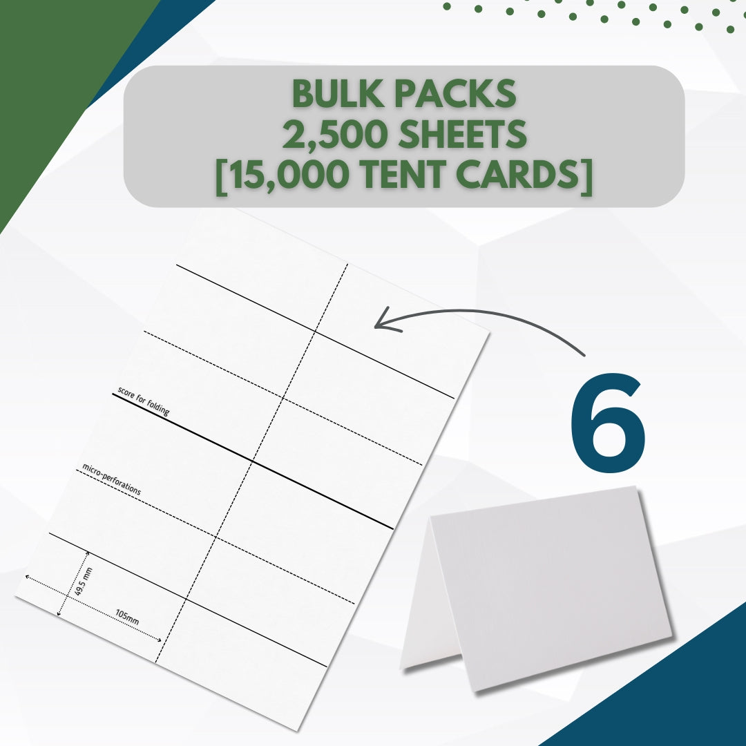 OfficeGear Tent Cards 6-Up: [BULK PACKS] Perforated Printable Tent Cards - Free Template