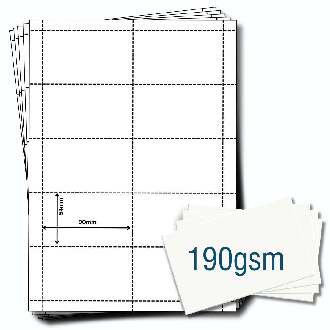 OfficeGear Perforated Printable Name Badge Insert Refill Cards 190GSM (2500 Bulk Pack) 90x54mm - White A4 Printable Card - 250 Sheet 2500 Cards
