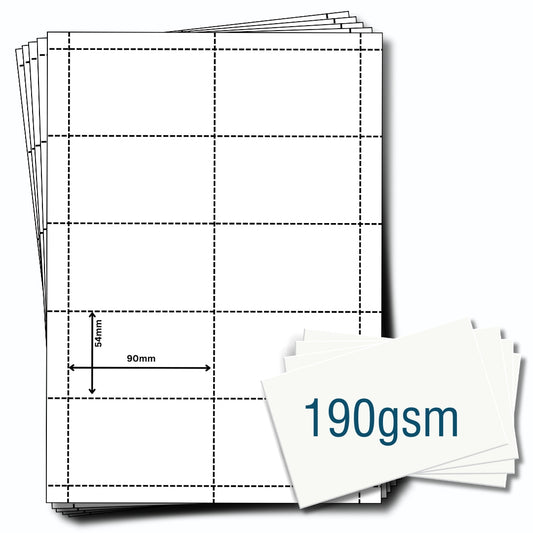 OfficeGear Perforated Printable Name Badge Insert Refill Cards 190GSM (2500 Bulk Pack) 90x54mm - White A4 Printable Card - 250 Sheet 2500 Cards