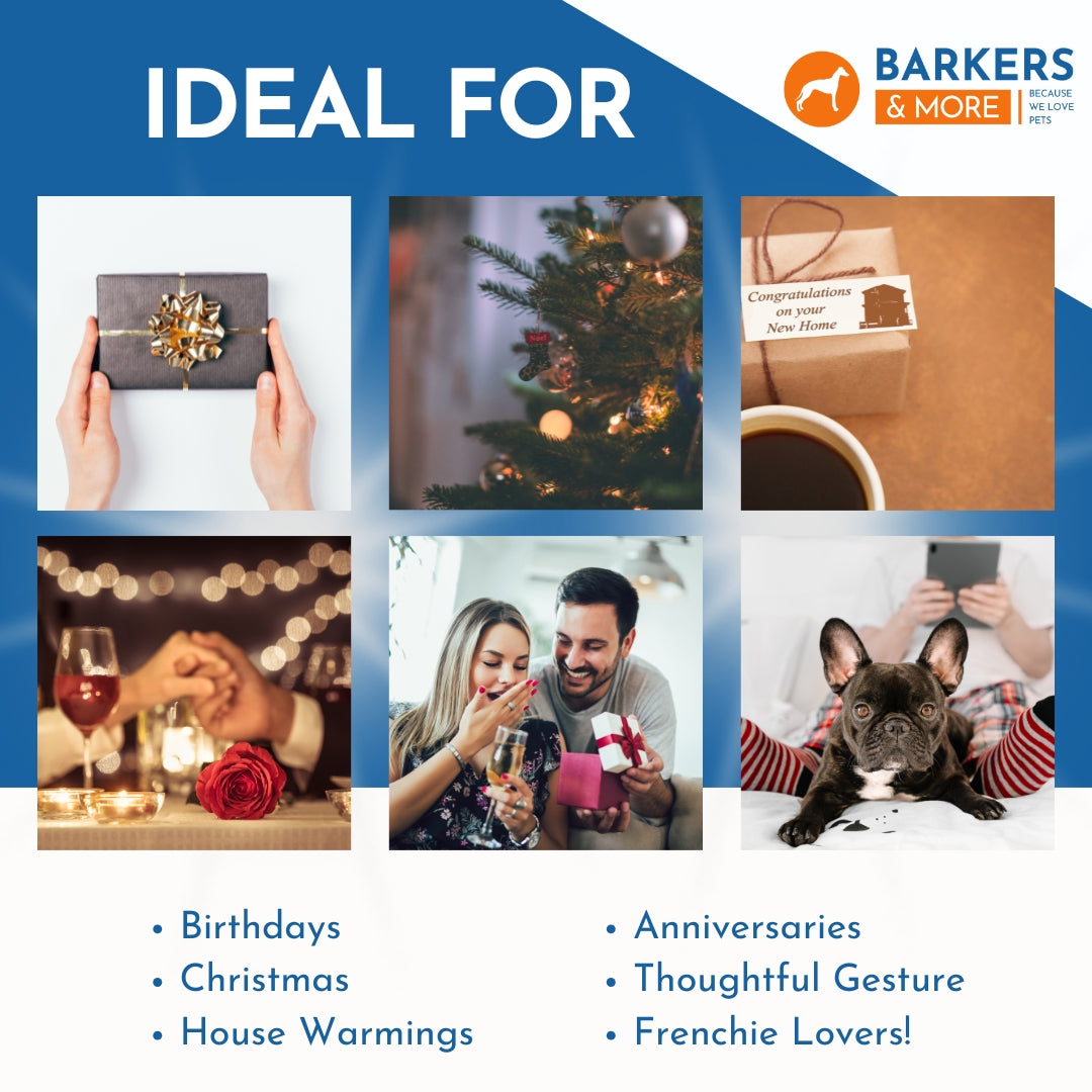 Barkers & More Art Deco French Bulldog Coasters 6 Different Designs Incl Gift Box Idea for Frenchie Lovers Suitable for Christmas Birthday Mothers Fathers Day Thank You Gesture