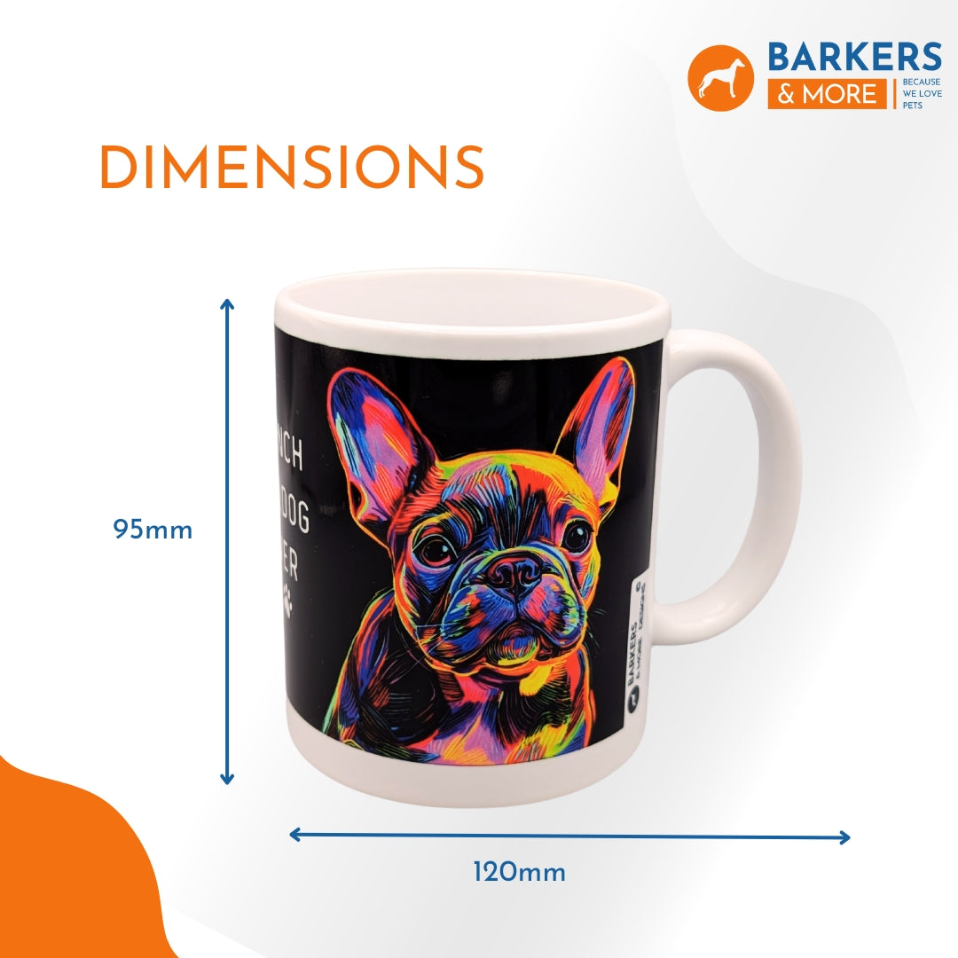 Barkers & More French Bulldog Lover Mug Neon Outline Unique Design - Gift Idea for Any Tea or Coffee Loving Frenchie Owner Suitable for Christmas, Birthday Mothers Fathers Day Thank You Gesture