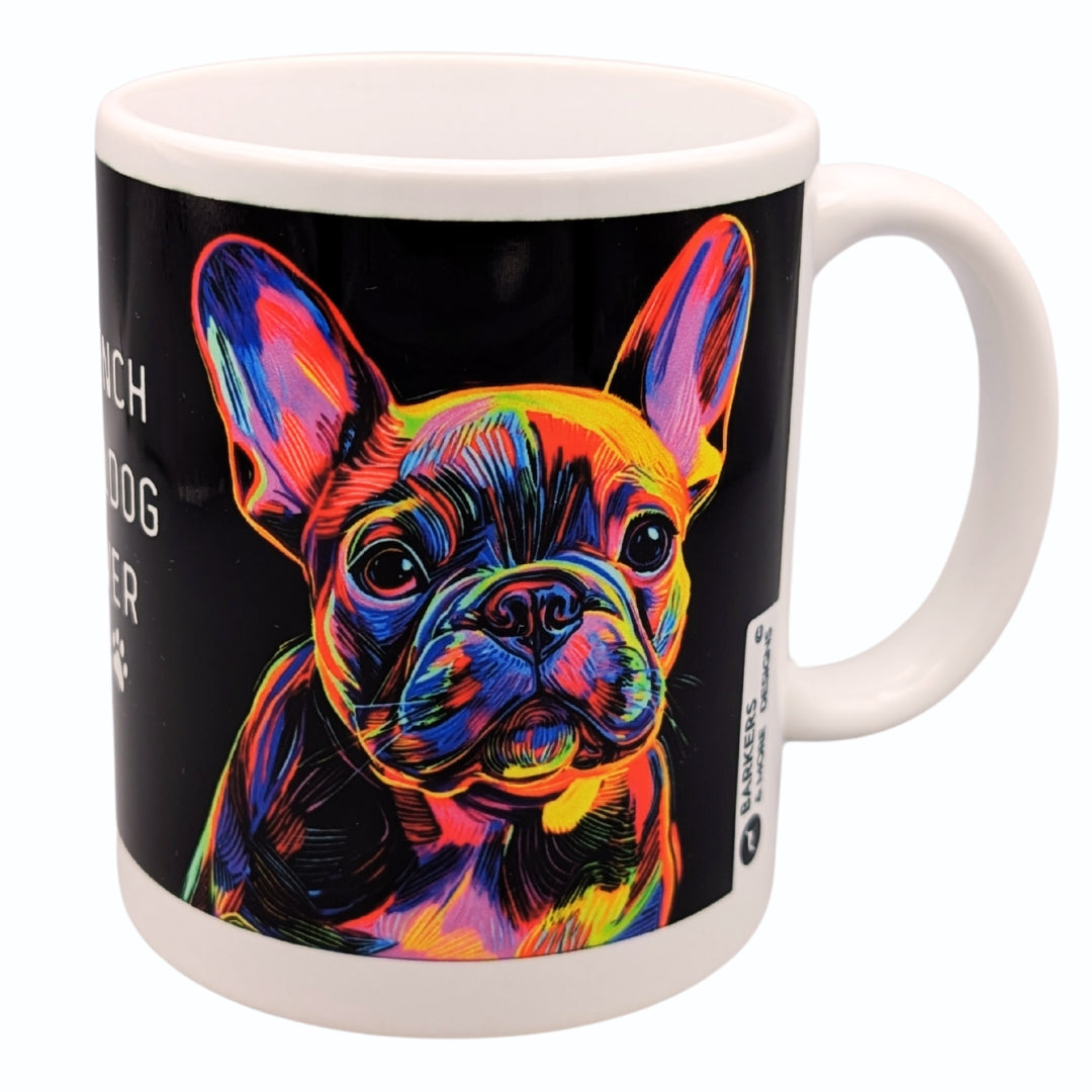 Barkers & More French Bulldog Lover Mug Neon Outline Unique Design - Gift Idea for Any Tea or Coffee Loving Frenchie Owner Suitable for Christmas, Birthday Mothers Fathers Day Thank You Gesture