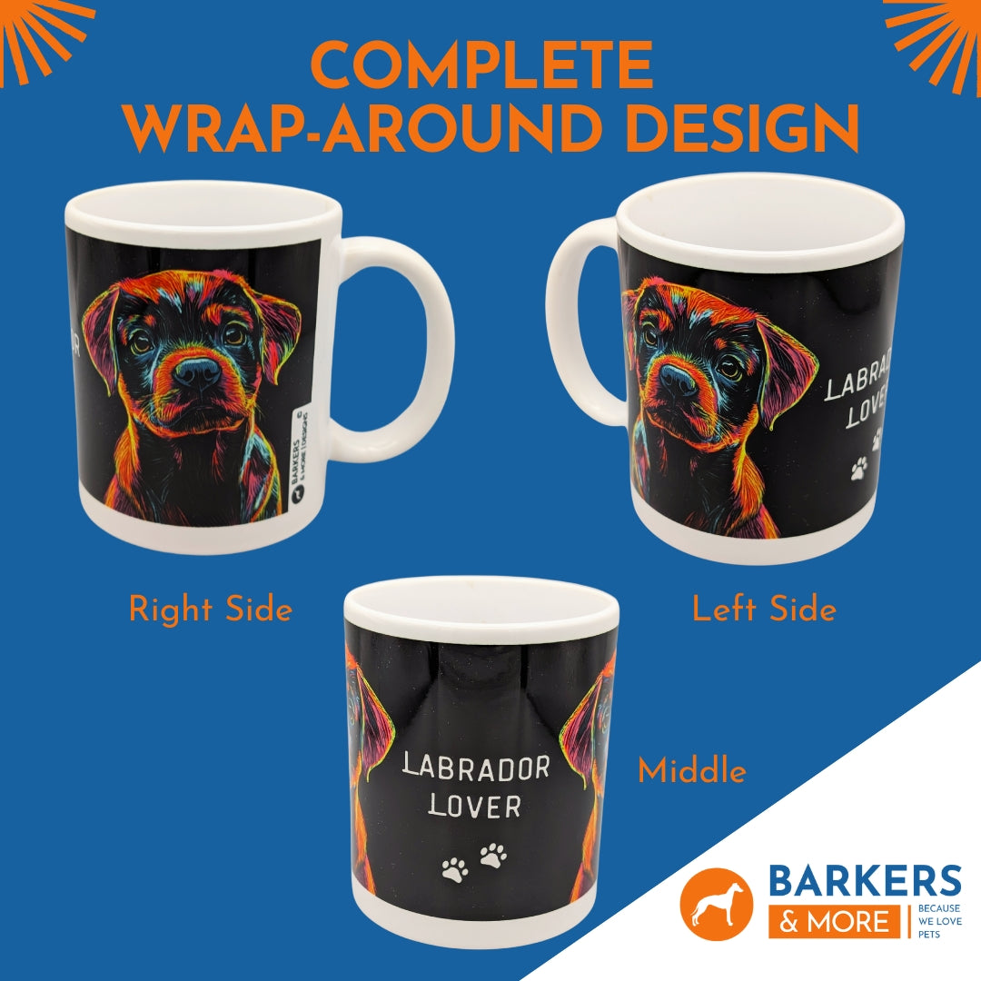 Barkers & More Labrador Lover Mug Neon Outline Unique Design - Gift Idea for Any Tea or Coffee Loving Lab Owner Suitable for Christmas, Birthday Mothers Fathers Day Thank You Gesture