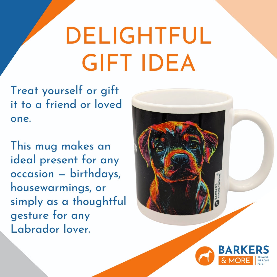 Barkers & More Labrador Lover Mug Neon Outline Unique Design - Gift Idea for Any Tea or Coffee Loving Lab Owner Suitable for Christmas, Birthday Mothers Fathers Day Thank You Gesture