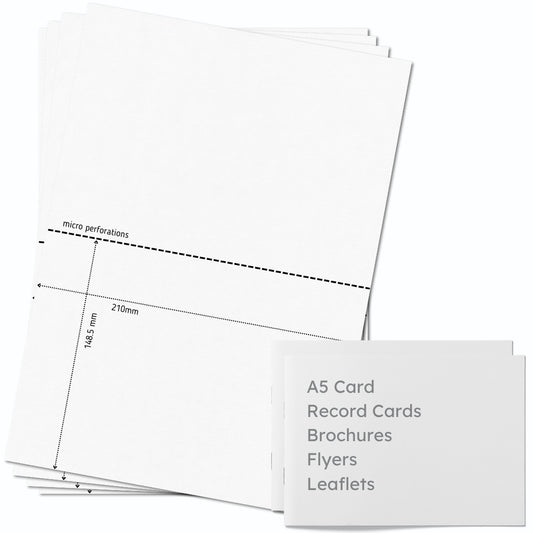 OfficeGear A5 Cards 2-Up: Perforated Printable Cards - 55 Sheets / 110 Cards with Free Template