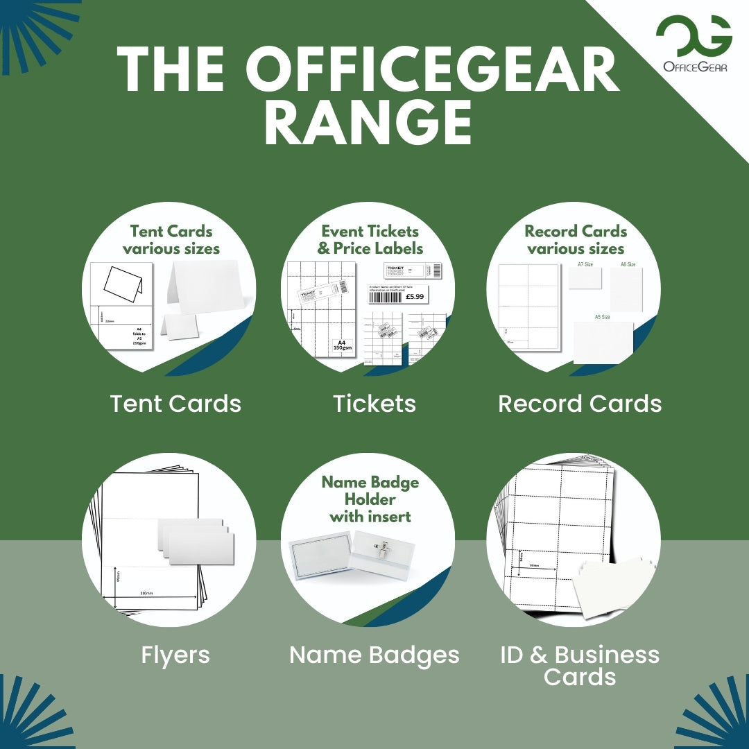 OfficeGear A5 Cards 2-Up: Perforated Printable Cards - 55 Sheets / 110 Cards with Free Template