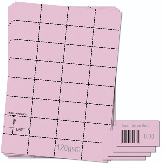 OfficeGear Pink Shelf Labels 32-Up: Perforated Printable Labels - 25 Sheets / 800 Labels with Free Template