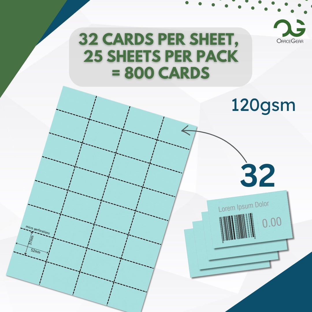 OfficeGear Blue Shelf Labels 32-Up: Perforated Printable Labels - 25 Sheets / 800 Labels with Free Template